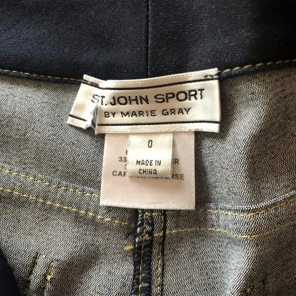 St. John Sport bootcut jeans Vintage Y2K size 0 gold logo & stitching dark navy - Picture 8 of 12